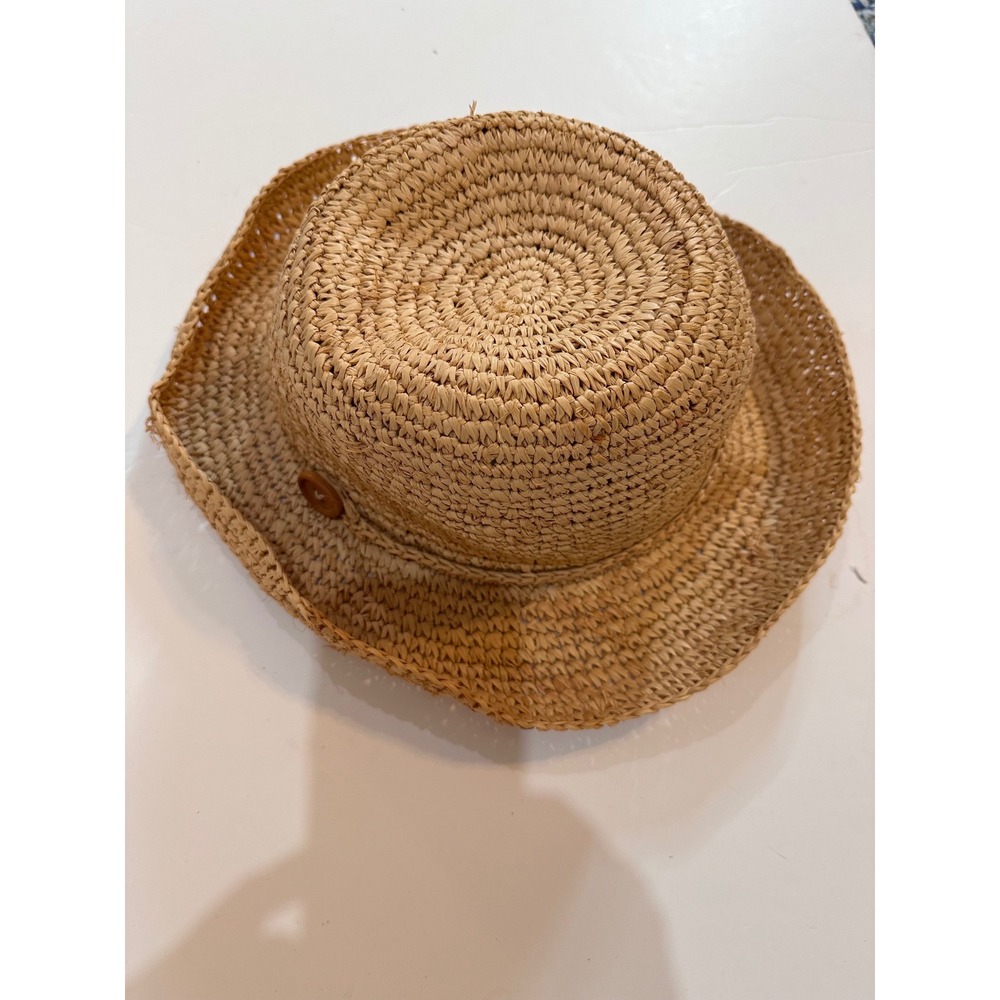 Philadelphia Rapid Transit Headwear Tan Woven Straw Sun Hat with Button Detail